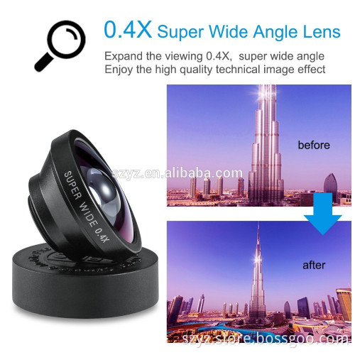 2016 New Gift Universal Clip Cartoon Camera Phone Lens 0.4X Super Wide Angle Lens For ip/mobile phone